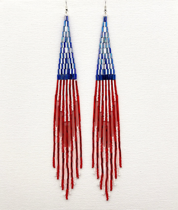 Red White And Blue Beaded Shoulder Sweepers