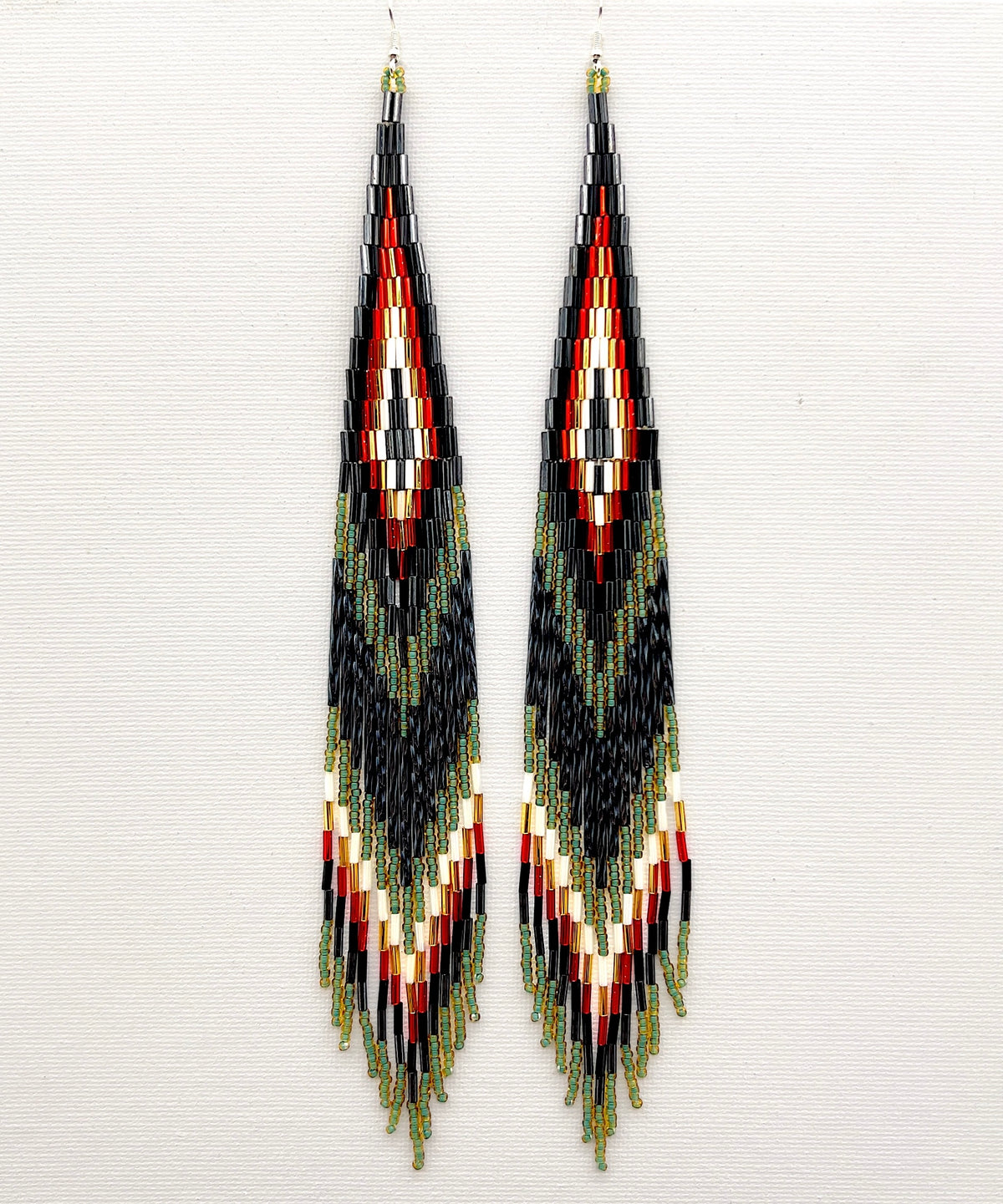 Green And Black Metalic Beaded Shoulder Sweepers
