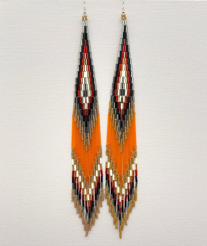 Orange Beaded Shoulder Sweepers