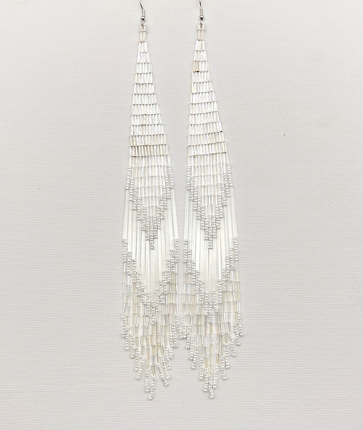 White And Translucent Beaded Shoulder Sweepers