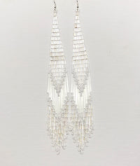 White And Translucent Beaded Shoulder Sweepers
