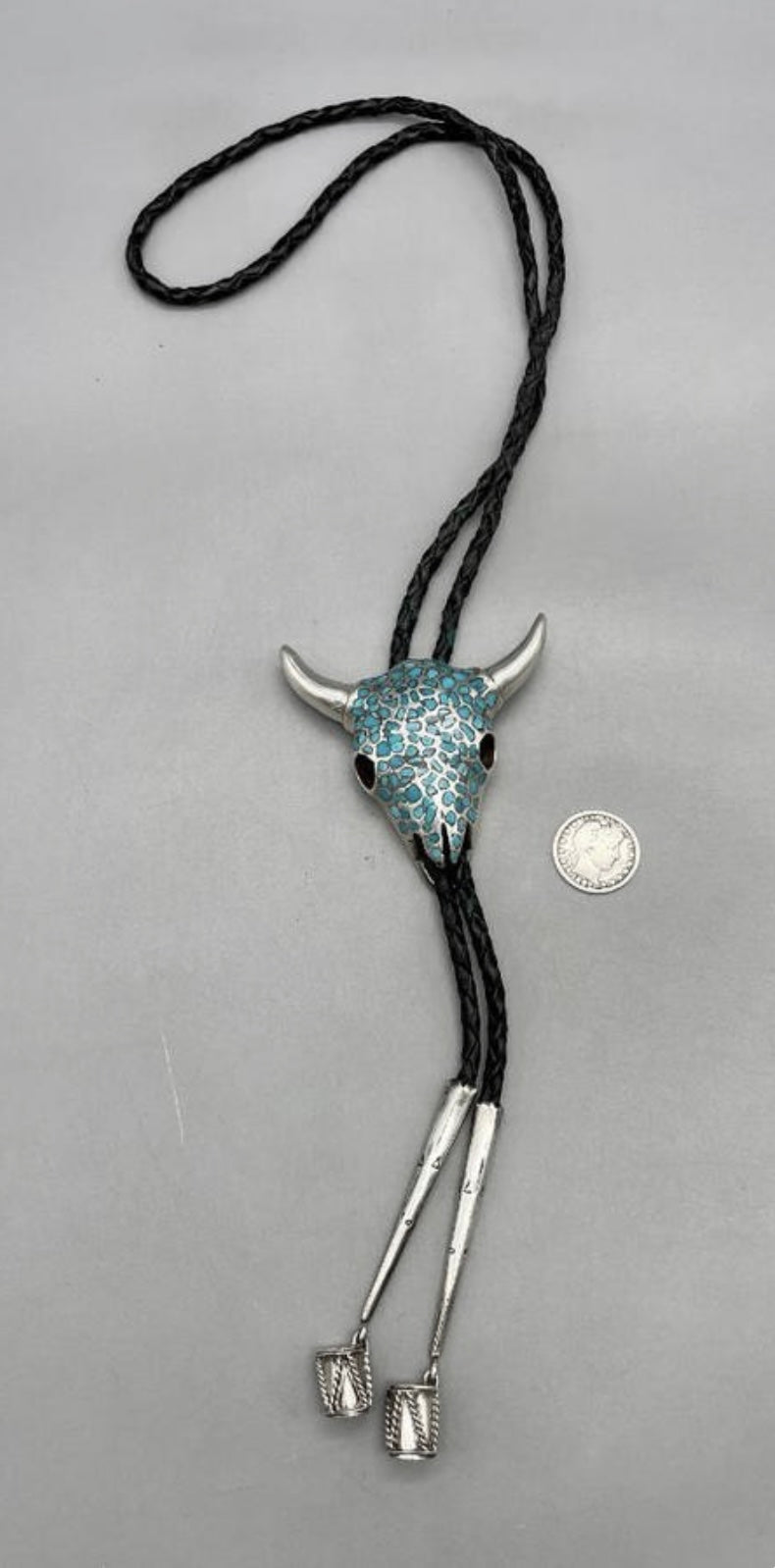 Buffalo Skull Turquoise and Sterling Silver Bolo Tie – Drawnwest