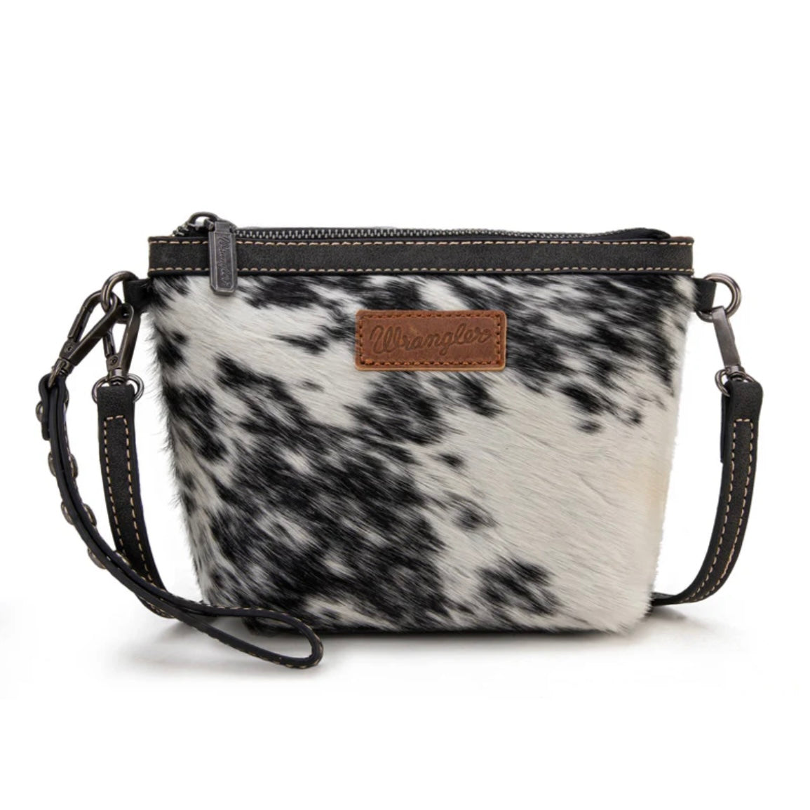 Wrangler Genuine Hair-On Cowhide Crossbody - Black