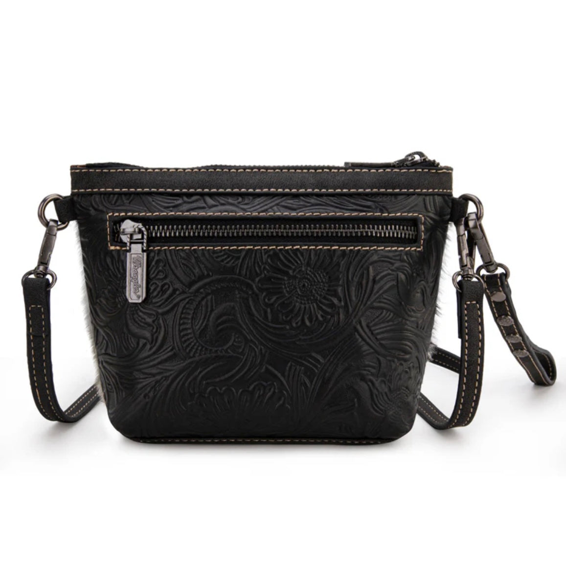 Wrangler Genuine Hair-On Cowhide Crossbody - Black