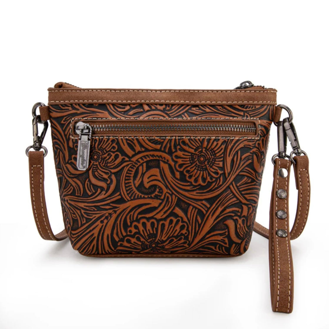 Wrangler Genuine Hair-On Cowhide Crossbody - Coffee