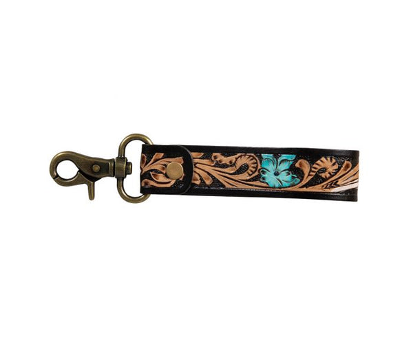 Canyon Feather Hand-Tooled Key Fob