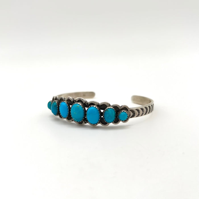 Russel Sam Sterling Silver and Turquoise Cuff Bracelet