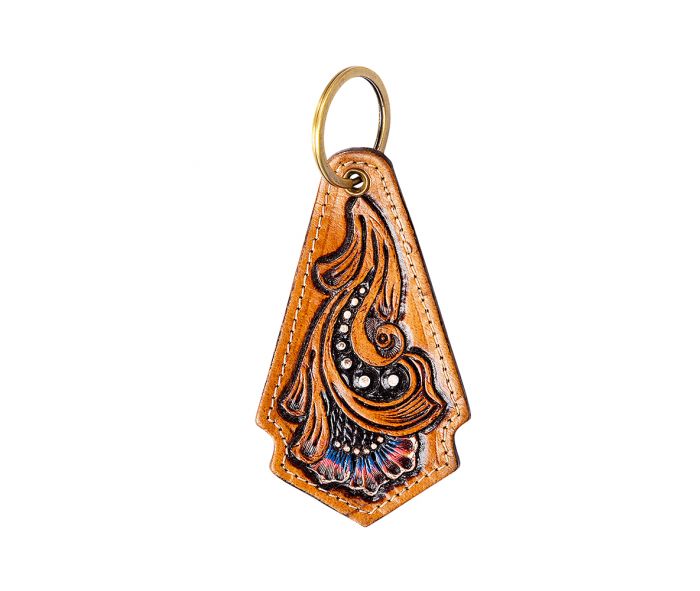 Night Blossom Hand-tooled Key Fob