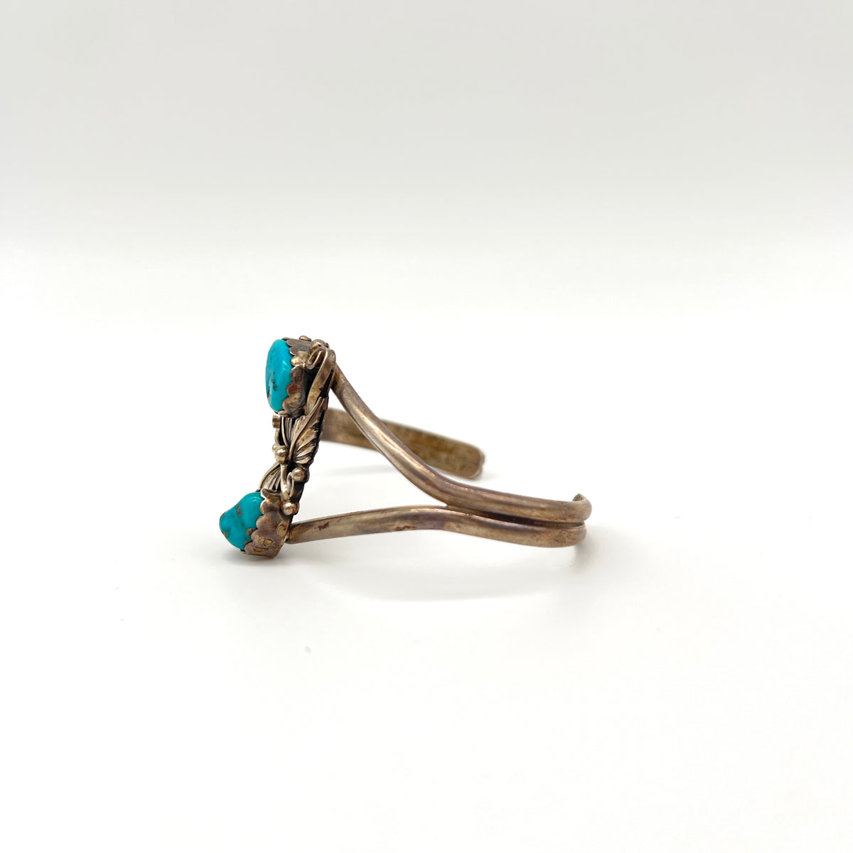 Turquoise and Sterling Silver Feathers Cuff Bracelet