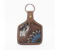 In My Morning Hand-tooled Leather Key Fob