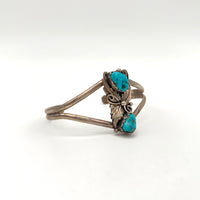 Turquoise and Sterling Silver Feathers Cuff Bracelet
