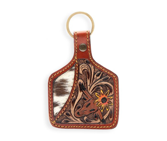 Steerhead Pass Hand-tooled Leather Key Fob