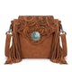Montana West Floral Tooled Mini Fringe Crossbody Bag