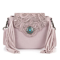 Montana West Floral Tooled Mini Fringe Crossbody Bag