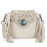 Montana West Floral Tooled Mini Fringe Crossbody Bag