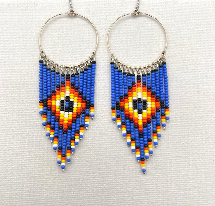 Blue Diamond Detail Beaded Earrings