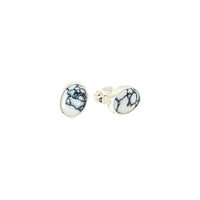 White Buffalo Oval Sterling earrings