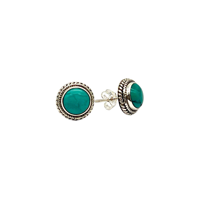 Round Turquoise Braided Stud