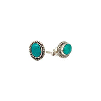 Oval Turquoise Braided Sterling Stud