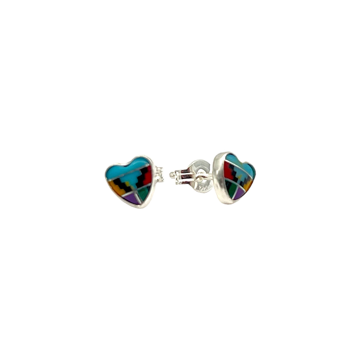 Multi Stone Heart Sterling Earring