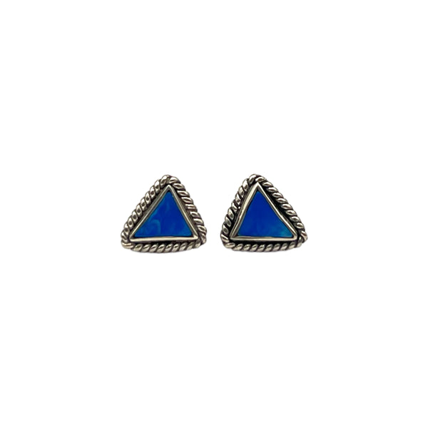 Blue Stone Triangle Sterling Earrings