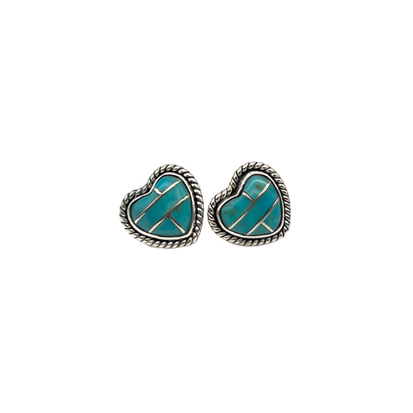 Turquoise Heart With Sterling Braided Detail