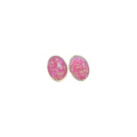 Pink Oval Sterling Earrings