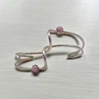 Native American Handcrafted Sterling Silver Pink Conch Wave Bracelet