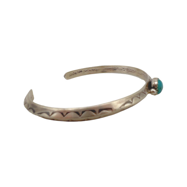 Native American Handcrafted Sterling Silver Turquoise Bracelet Thin