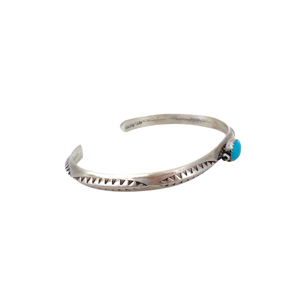 Native American Handcrafted Sterling Silver Turquoise Bracelet Thin