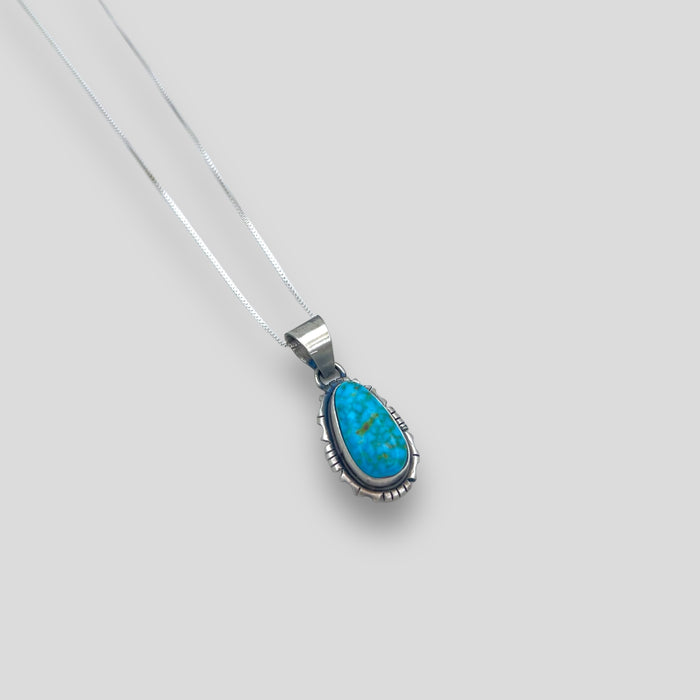 Native American Sterling Silver Tear Drop Turquoise Necklace