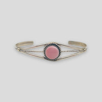 Native American Handcrafted Sterling Silver Pink Conch Bracelet