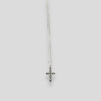 Small Sterling Silver Etched Cross Pendant Necklace