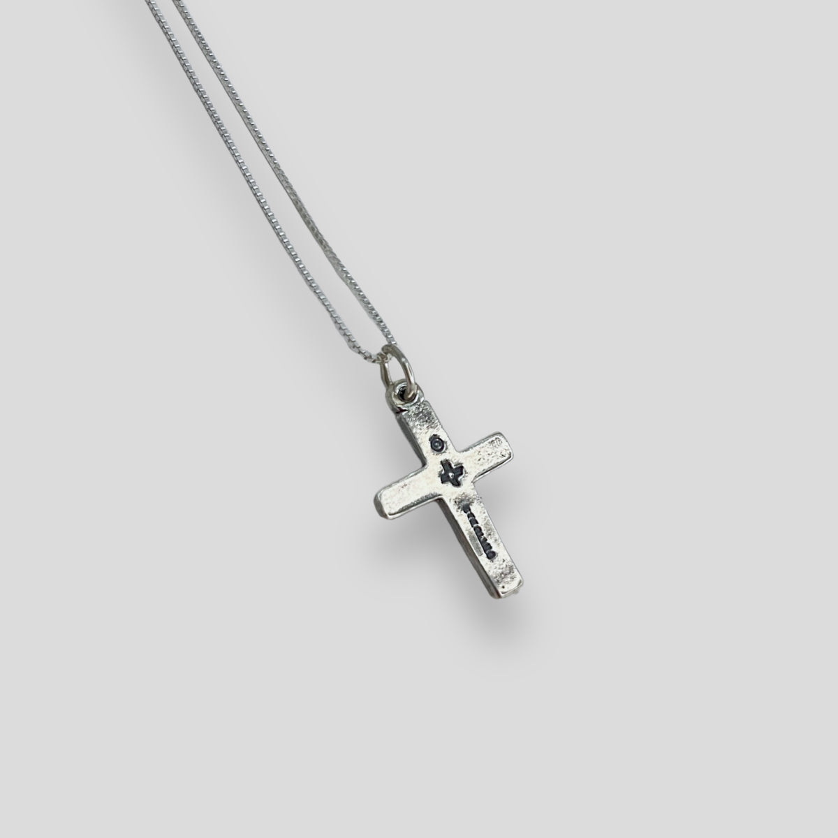 Small Sterling Silver Etched Cross Pendant Necklace