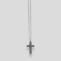 Small Sterling Silver Raised Cross Pendant Necklace