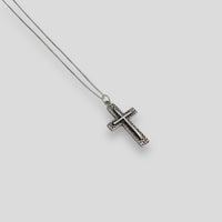 Small Sterling Silver Raised Cross Pendant Necklace