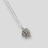 Small Sterling Silver Chief Head Pendant Necklace