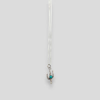 Small Turquoise and Sterling Silver Thin Saguaro Pendant Necklace