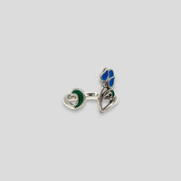 Blue Tulip and Leaf Sterling Silver Toe Ring