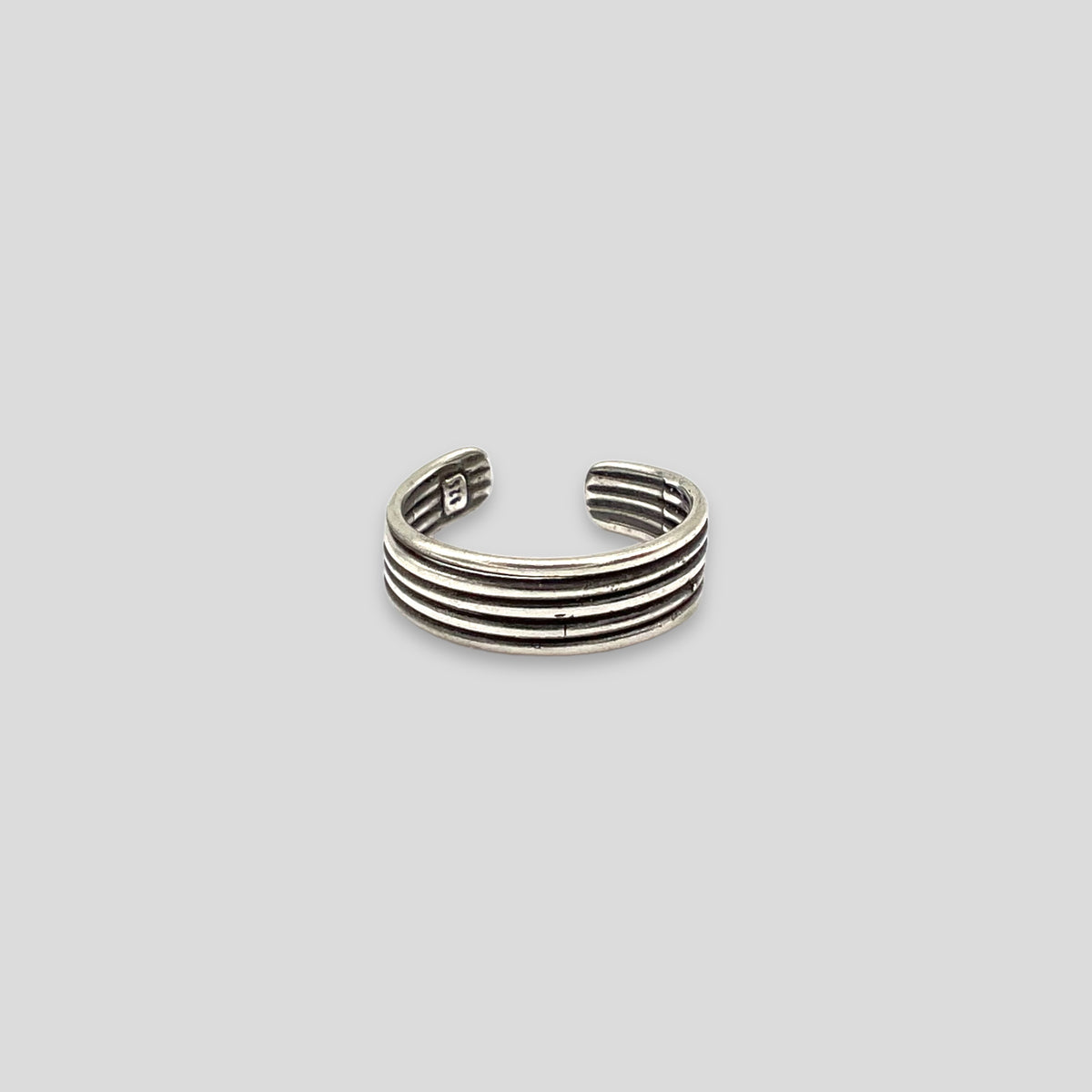 Plain Striped Sterling Silver Toe Ring
