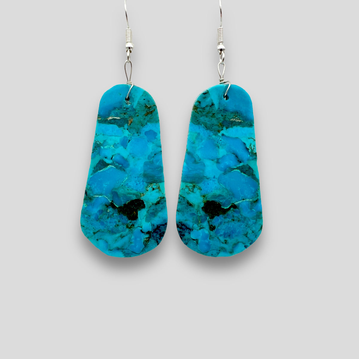 Teardrop Turquoise and Sterling Silver Earrings
