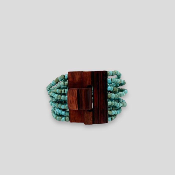 Adjustable Beaded Buckle Bracelet Turquoise
