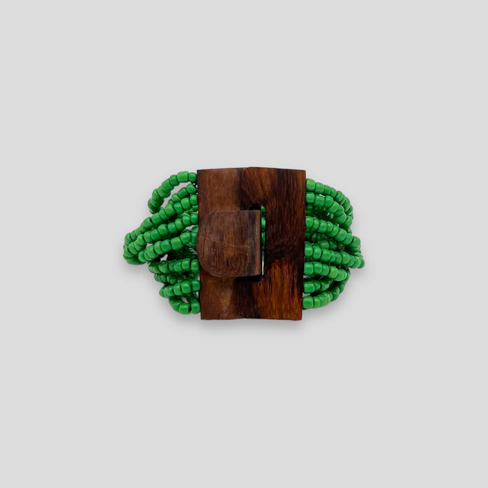 Adjustable Beaded Buckle Bracelet Green