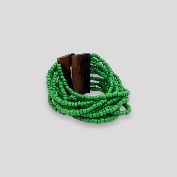 Adjustable Beaded Buckle Bracelet Green