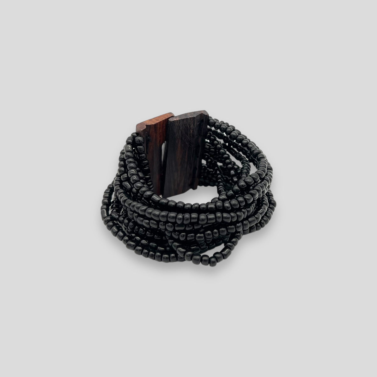 Adjustable Beaded Buckle Bracelet Black