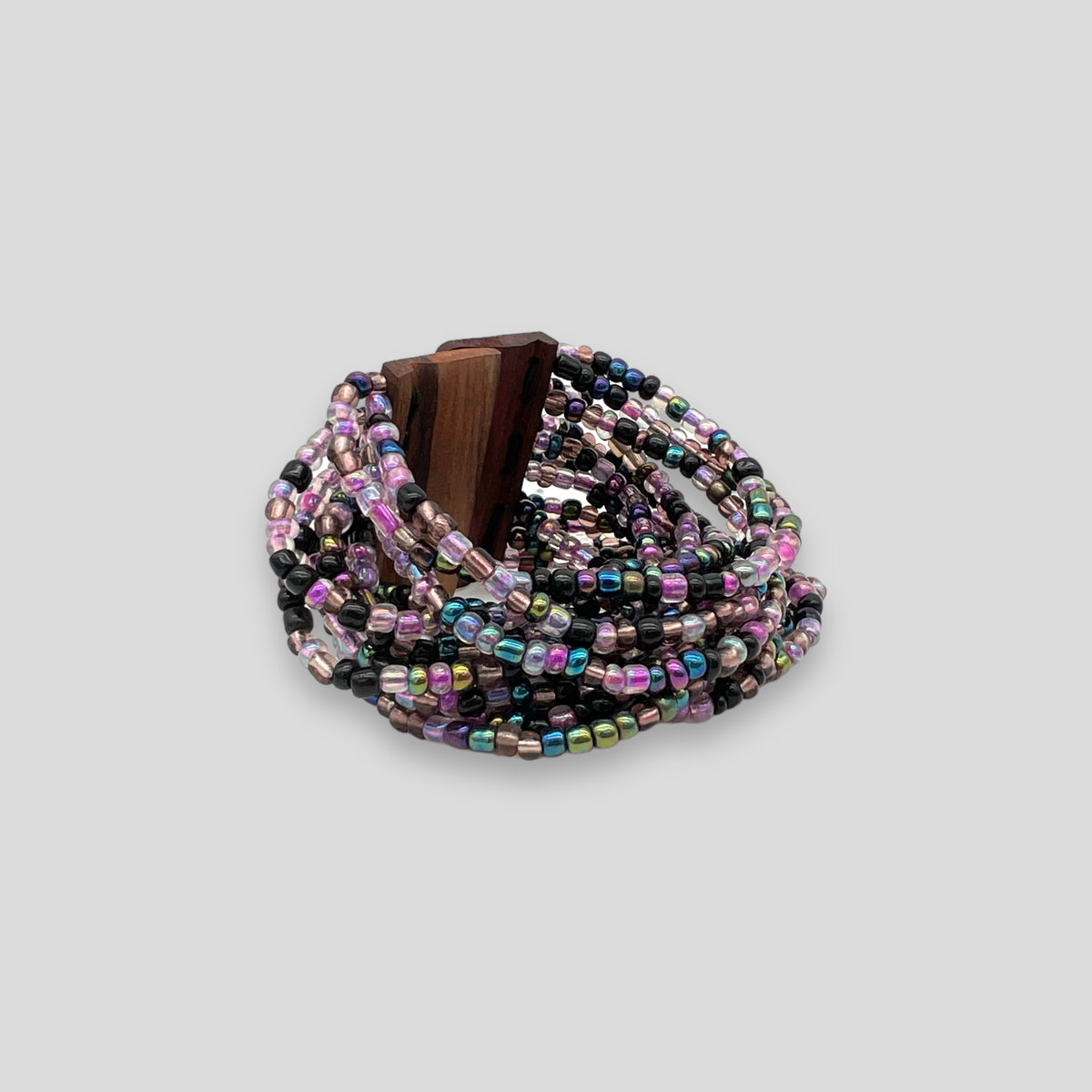 Adjustable Beaded Buckle Bracelet Purple Multi