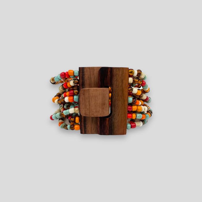 Adjustable Beaded Buckle Bracelet Orange Multi