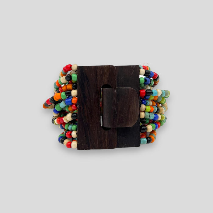 Adjustable Beaded Buckle Bracelet Multi Black