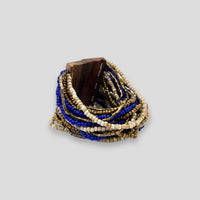 Adjustable Beaded Buckle Bracelet Blue Gold