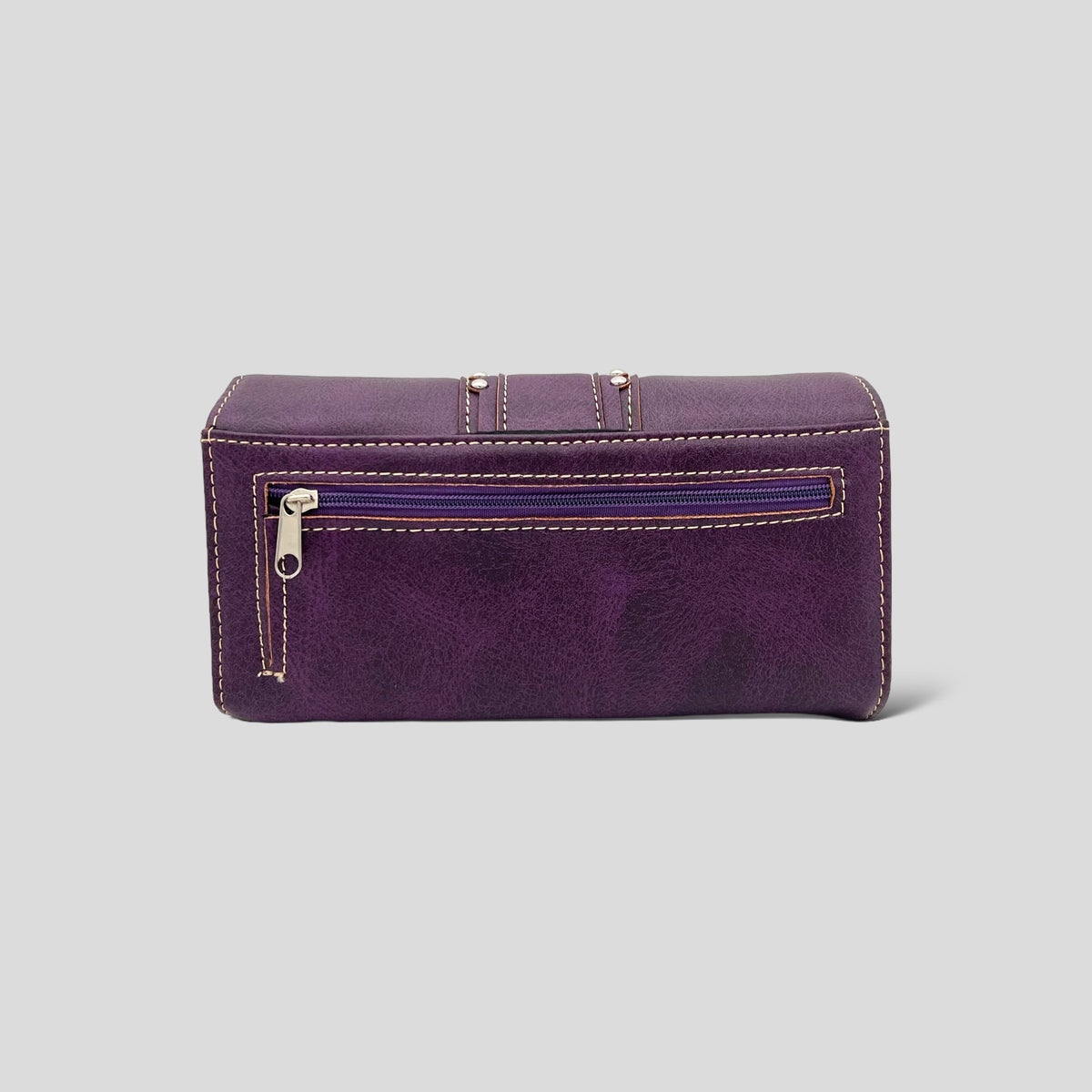 Purple Trifold Embroidered Wallet